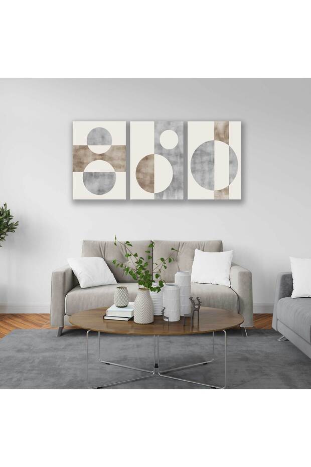 Dekoratif Bohem Retro Art Minimal 3lü Set Tablosu - MNT121 - 1