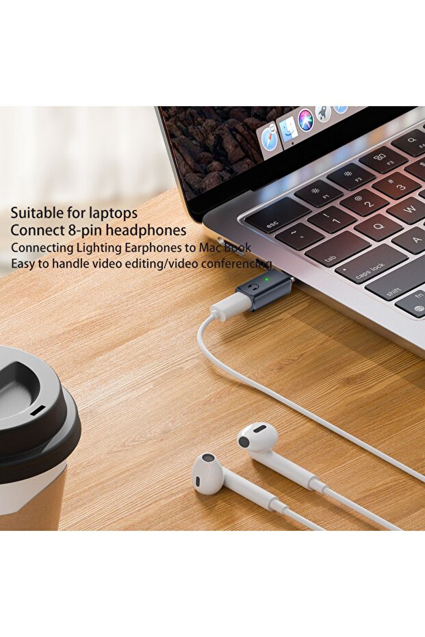 Type C to Lightning Kulaklık Dönüştürücü iPhone iPad Macbook Yuva Çevirici Müzik Dinleme Arama - 3