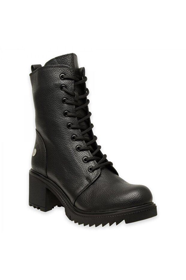 D24Kb-1620Z Heeled Daily Black Women's Boots