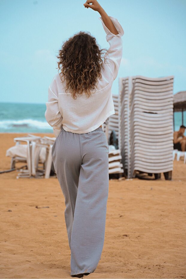 Women's Gray Linen Trousers