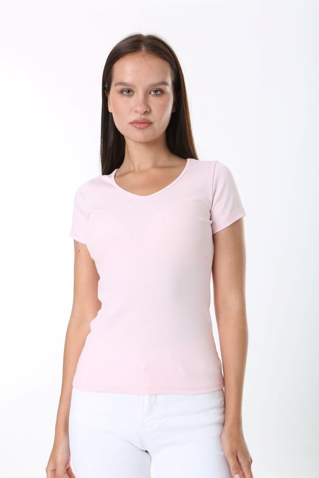 Women's Basic V-Neck T-Shirt, Ribbed Camisole Fabric Blouse