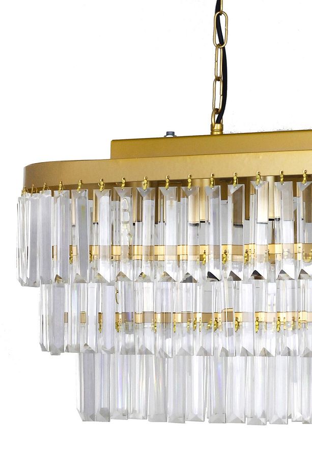 Linsa 70x30 Cm'lik Kristal Cam Taşlı Yemek Masası Üstü Lüks Avize - (sarı Yaldız) - 5