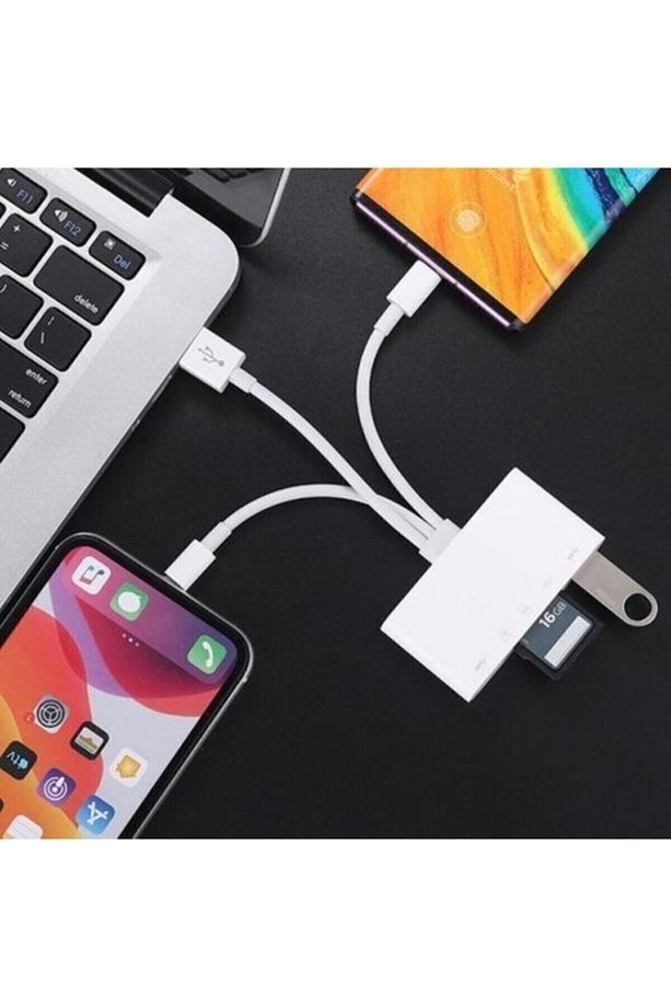 Fxn-1032 Pro Type-c Lightning Usb-a To 2x Usb3.0 Sd Tf Pd Kart Okuyucu Çevirici Hub Adaptör - 3