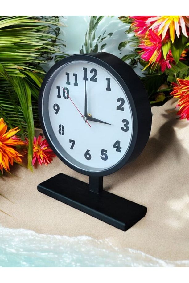Ahşap Ayaklı Ofis Salon Masa Saati Çap 22 cm Yükseklik 30 cm - 1