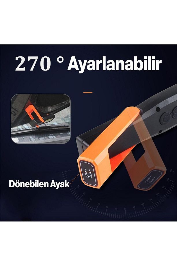 Şarjlı El Feneri Kamp Lambası Işıldak Fener Mıknatıslı 3 Modlu Çalışma Lambası - 4