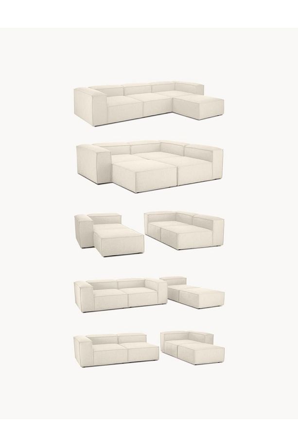 Lego 4 Modül Modüler Kanepe L Köşe Koltuk Takımı, Keten, Kırık Beyaz - 7