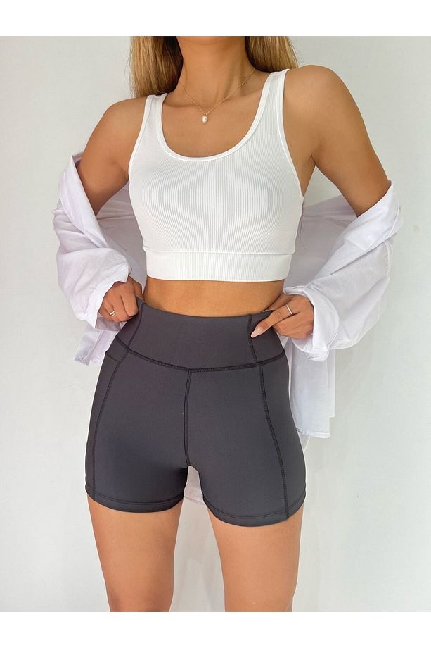 Boxer Tayt Bisikletci Tayt Şort Tayt Tenis Taytı Yandan Cepli Kısa Tayt - 2