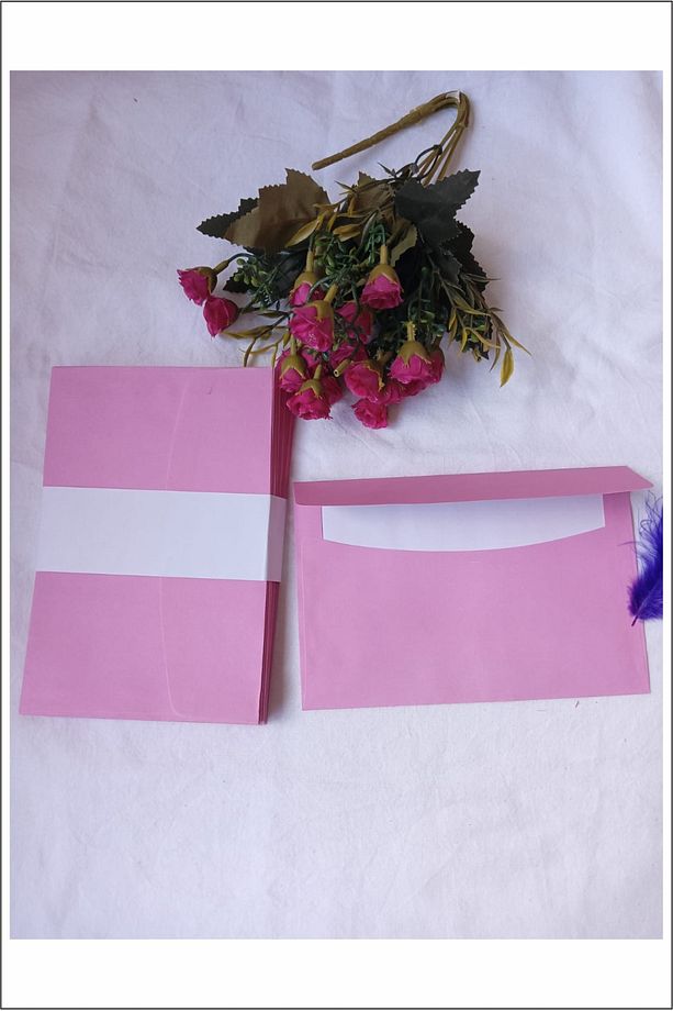 Düğün Atkı Zarfı, Mektup Zarfı, Para Zarfı, 1. Hamur Davetiye Zarfı 12x18cm Pembe 100 Adet - 2