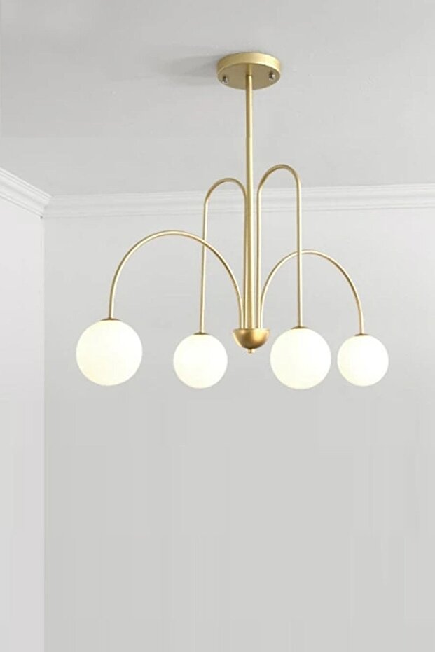 Rachel Modern Kapalı Globe Camlı Dörtlü Avize - 1