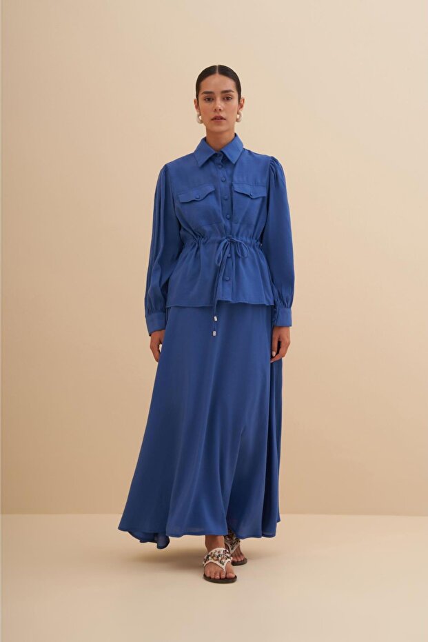 Skirted Suit - Pocket Detailed and Gathered