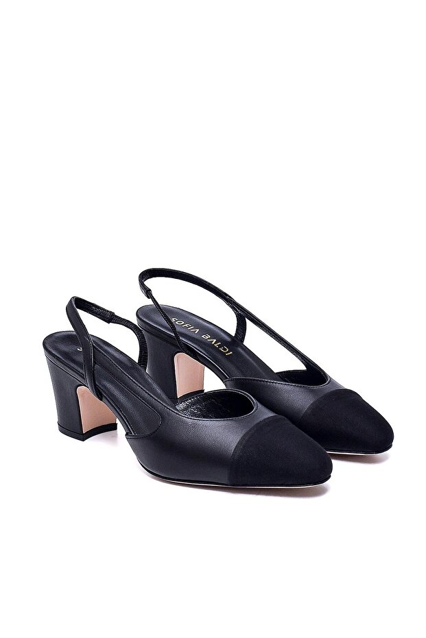 Solıd Siyah Deri Kadın Kalın Topuk - 4
