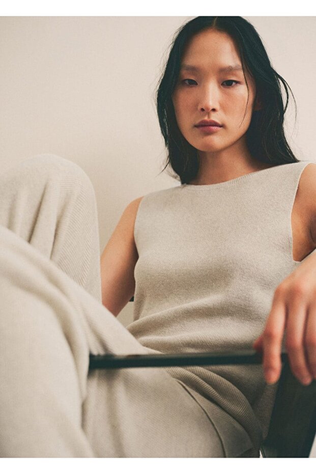 Pamuklu Keten Triko Bluz - 5