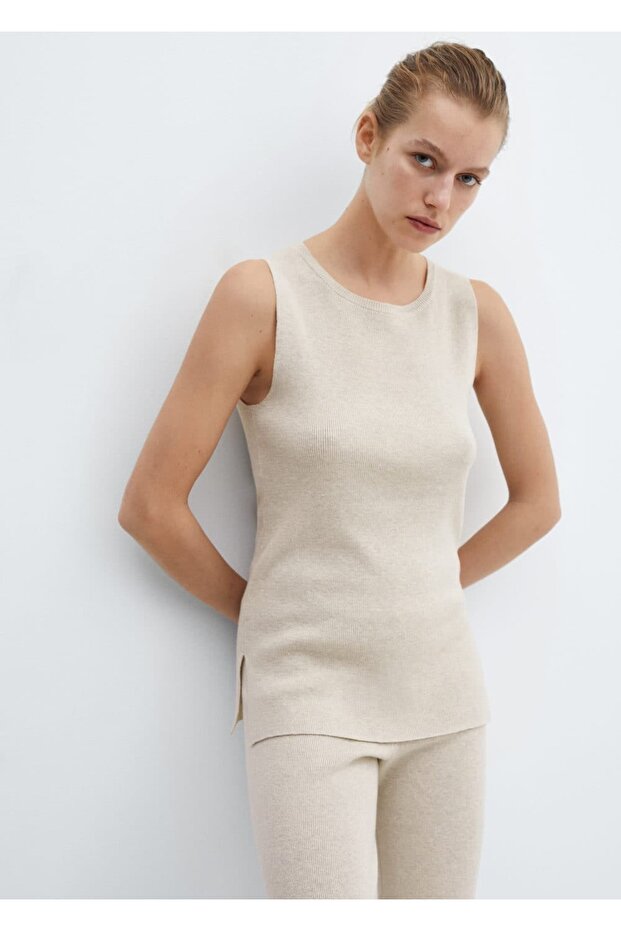 Pamuklu Keten Triko Bluz - 1