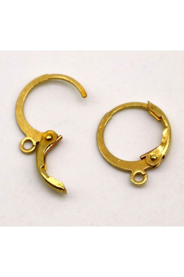 20 Adet - 12 mm Küpe Kancası, Küpe Klipsi, Küpe Aparatı, Yaylı Küpe Klipsi, Kanca Küpe Sarı Kaplama - 2