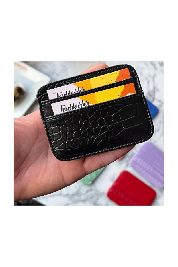 Patterned Leather Card Holder - 1