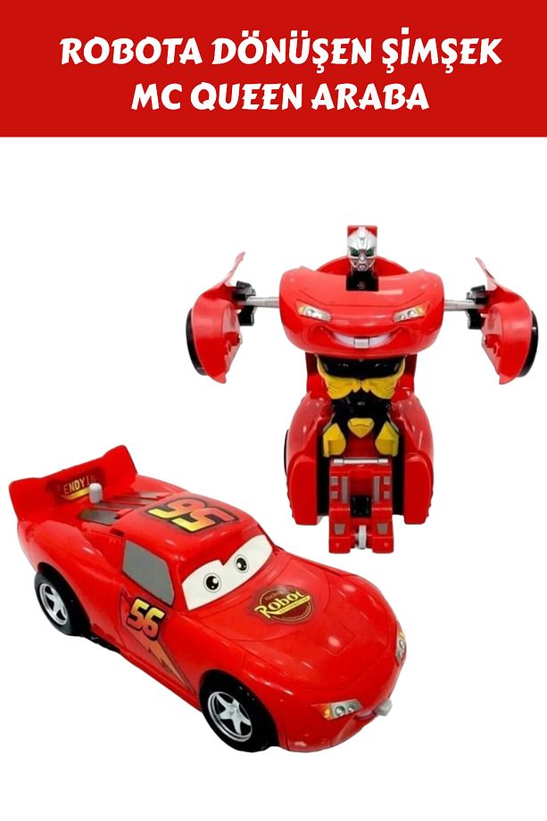Robota Dönüşen Oyuncak Araba - Şimşek Mcqueen Robot Araba - 1