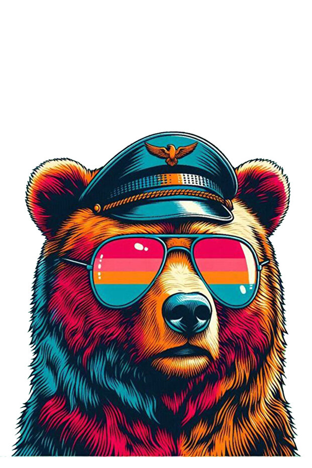 13X11 cm Captain Pilot Bear Sticker - Car, Motorcycle, Helmet, Laptop, Glass