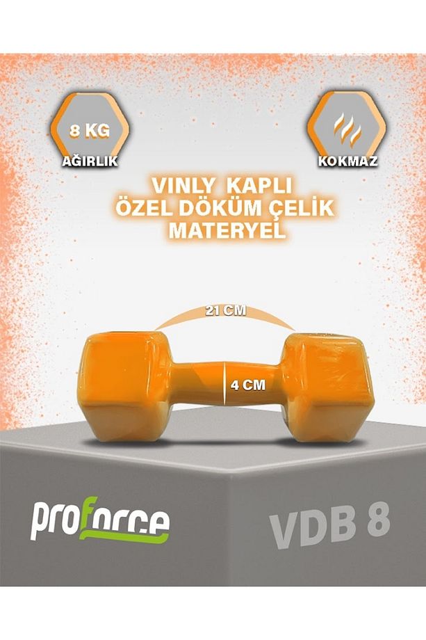 Vdb Dışı Vinil Kaplı Içi Çelik Döküm Ağırlık Dambıl 8 Kg -tek Adet - 2