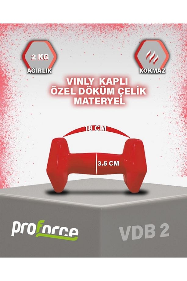 Vdb Dışı Vinil Kaplı Içi Çelik Döküm Ağırlık Dambıl 2 Kg -tek Adet - 2