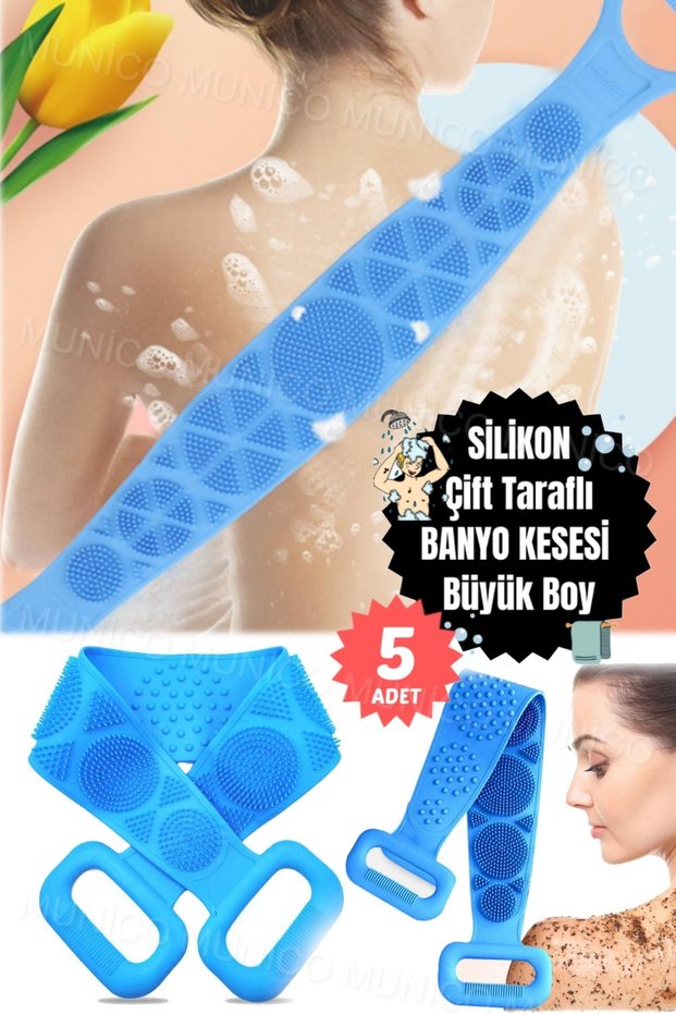 5 Pcs Silicone Bath Brushes – Long & Foldable Double Sided 70 cm Bathroom Cleaning & Skin