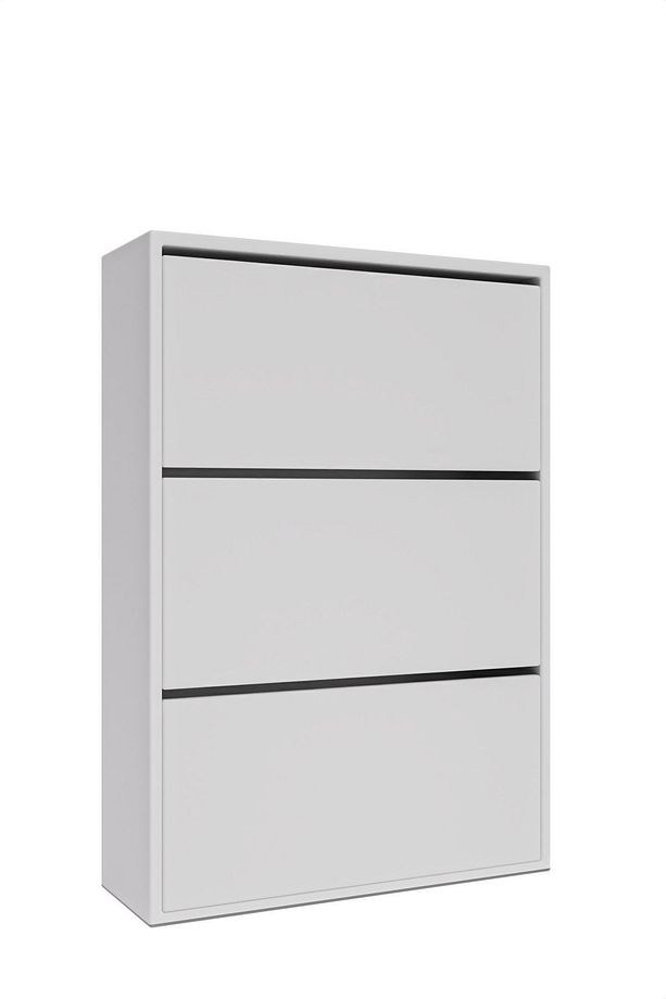 AE-1078 Vizyon Ayakkabılık Duvara Monte Edilebilir, Beyaz Düşer Kapak, 3 Kapaklı, 6 Raflı, 110 cm - 5