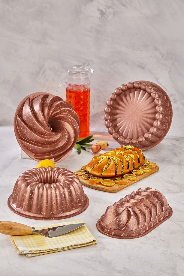 Granit Döküm Kek Kalıbı Seti 4 Farklı Model Kek Kalıbı Çeyiz Seti Tart Turta Seti - 2