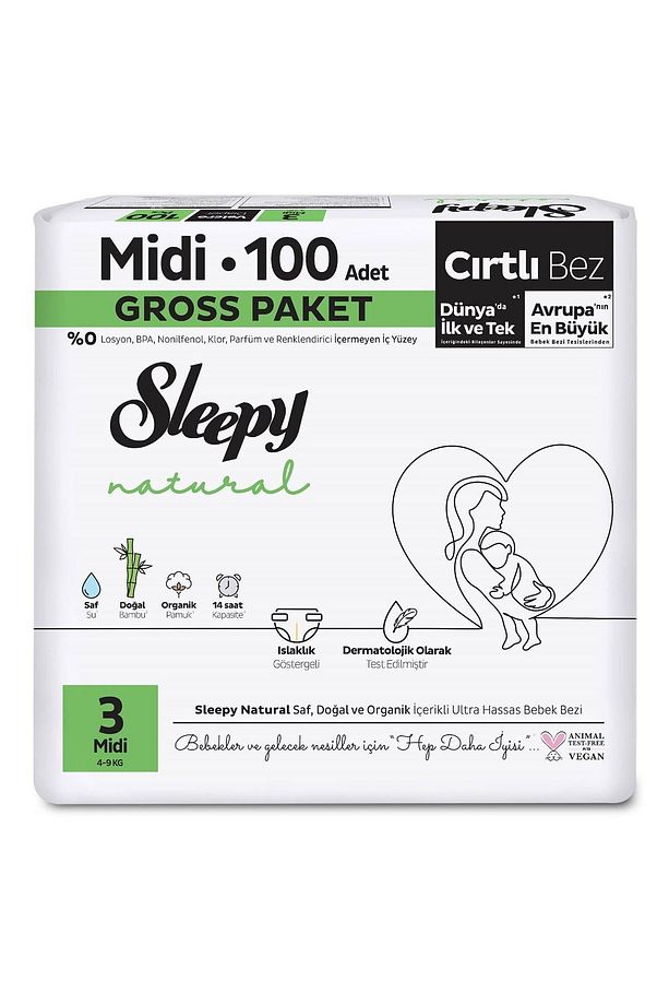 Natural Gross Paket Bebek Bezi 3 Numara Midi 100 Adet - 2