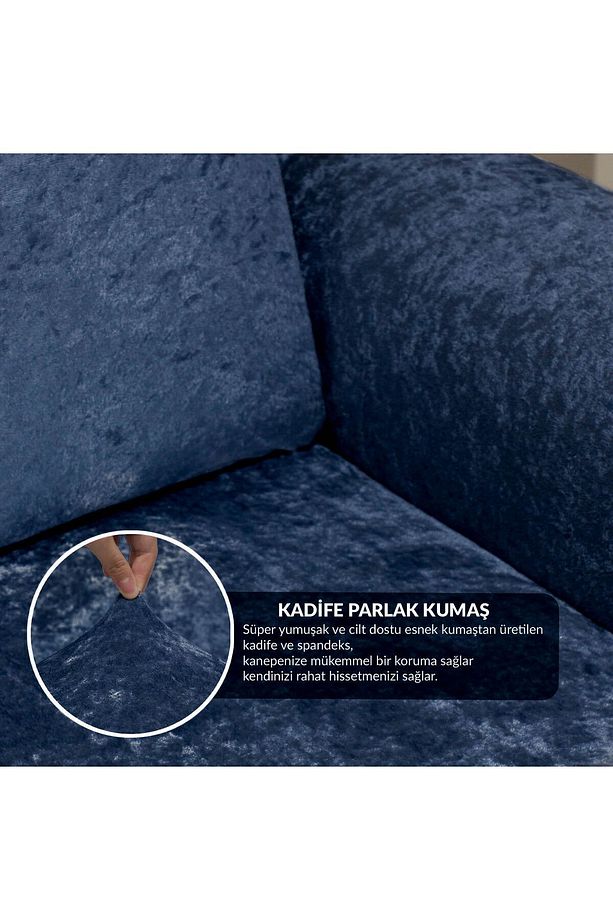 Kadife 3 kişilik koltuk örtüsü Lastikli Kanepe Örtüsü | Lastikli Koltuk Örtüsü | Koltuk Kılıfı - 4