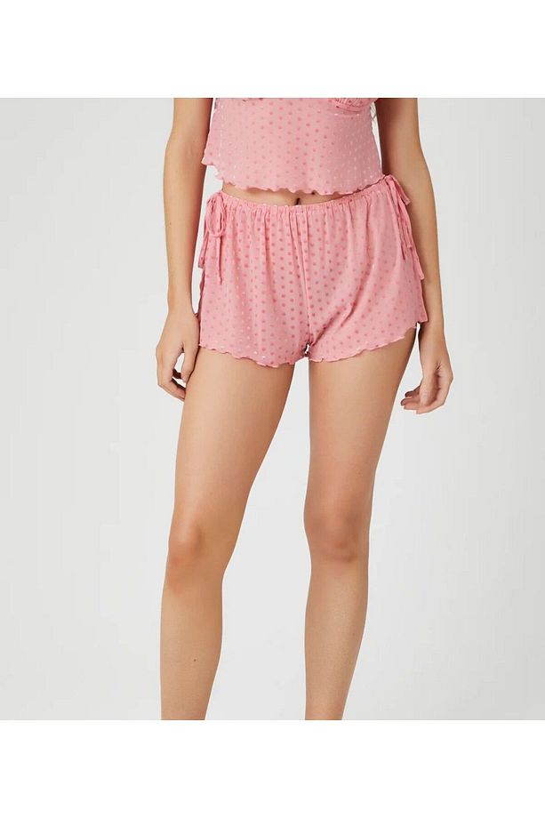 File Pijama Takımı ,Beli lastikli ve İpli,Yanları yırtmaçlı Şort, - 7