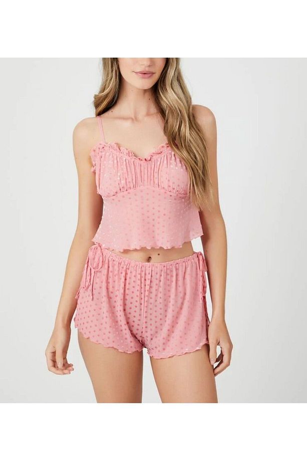 File Pijama Takımı ,Beli lastikli ve İpli,Yanları yırtmaçlı Şort, - 6