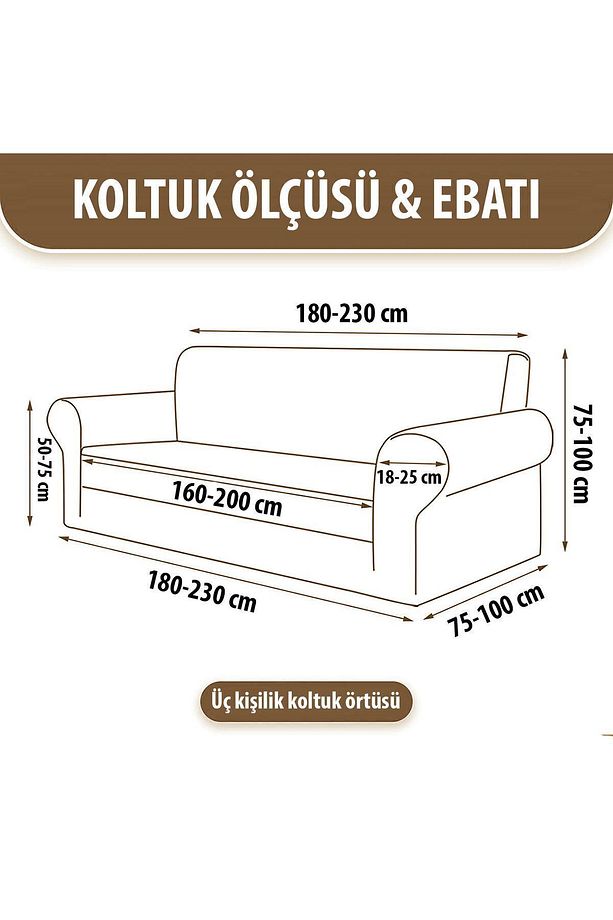 Chester 3 Kişilik Vizon Lastikli Kanepe Örtüsü | Lastikli Koltuk Örtüsü | koltuk kılıfı - 7