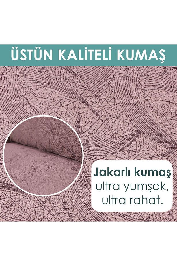 Jakarlı Sehra Desen 3 3 1 1 Lastikli Kanepe Örtüsü | Lastikli Koltuk Örtüsü | koltuk kılıfı Takımı - 3