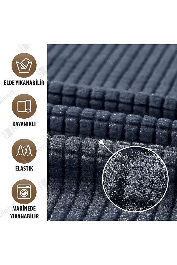 Likrali Esnek 3 Kişilik Antrasit Lastikli Kanepe Örtüsü | Lastikli Koltuk Örtüsü | koltuk kılıfı - 4