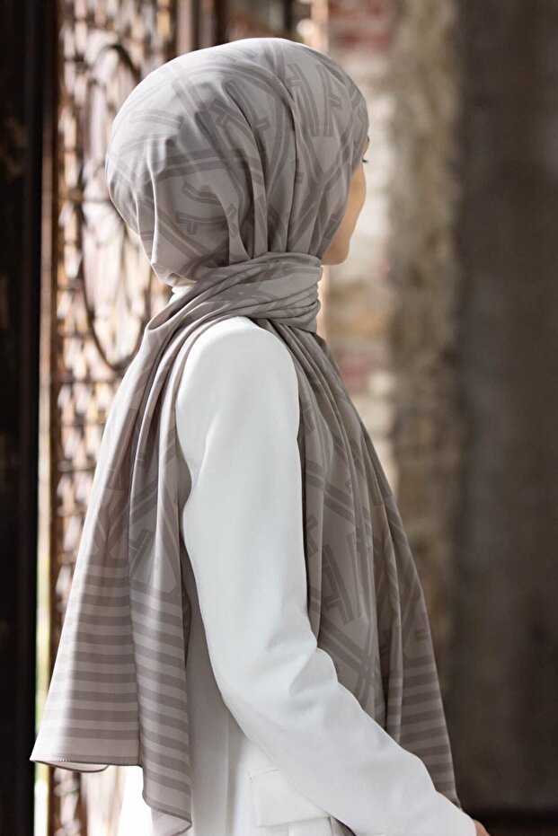 Women's Luxury Medina Silk Shawl Stone Color, 90X90