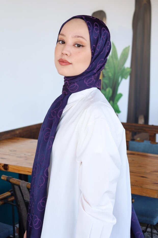 شال منقوش بحلقة جاكار قطنية - 1