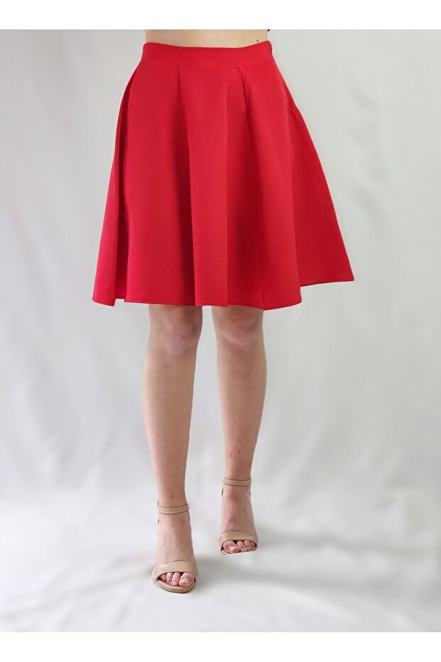 Women's Red Six Pieces Woven Bell Skirt