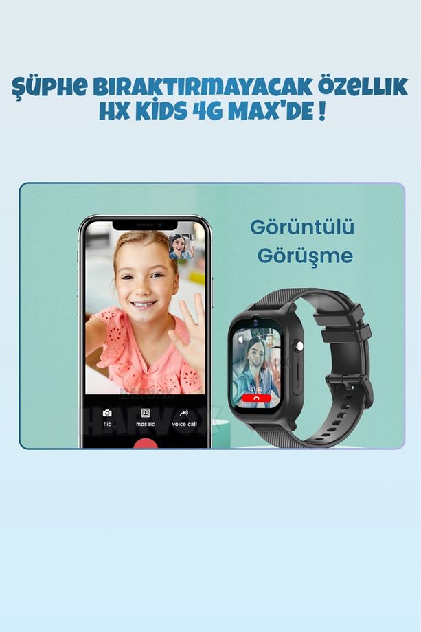 Akıllı Çocuk Saati  Hediye Kordonlu 4g Sim Kart Destekli Görüntülü Görüşme Özelliği BTK Kayıtlı - 5