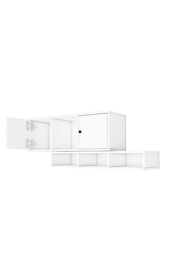Eva 2 Kapaklı 3 Raflı Modern Tasarım Duvar Rafı - 6