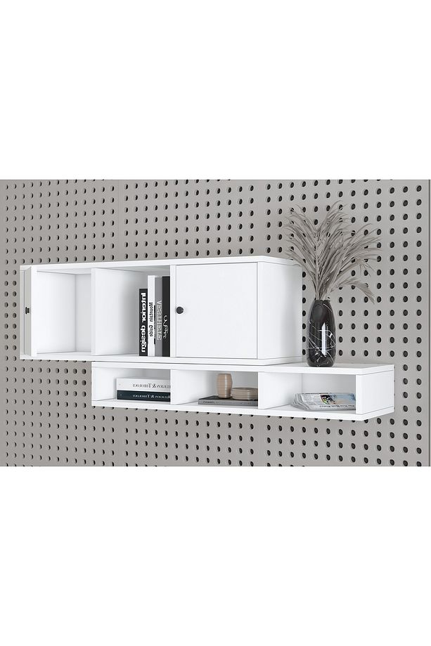 Eva 2 Kapaklı 3 Raflı Modern Tasarım Duvar Rafı - 3