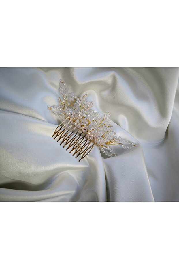 Transparent&Gold Comb Clip, Engagement Hair Accessory, Transparent Comb Clip, Comb Clip