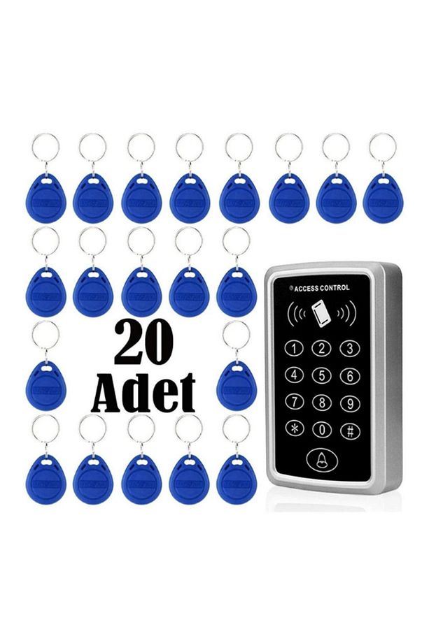 Şifreli Ve Kartlı Geçiş-Rfıd Şifreli Kapı Kilidi - 20 Adet Proximity Anahtarlık - 1