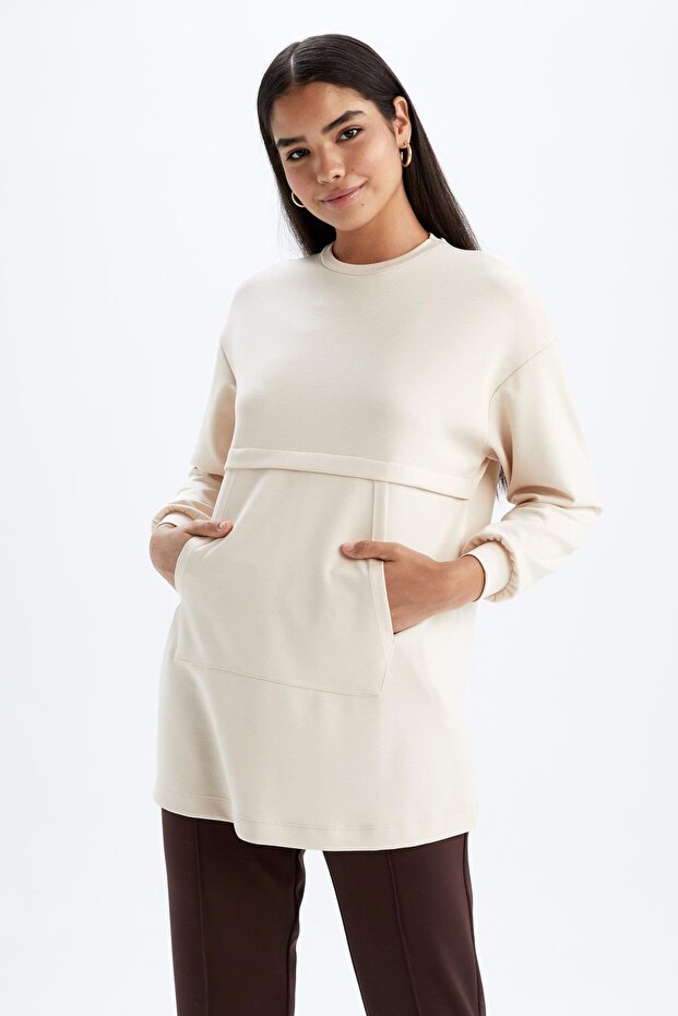 Relax Fit Crew Neck Long Sleeve Tunic Y6174Az22Au