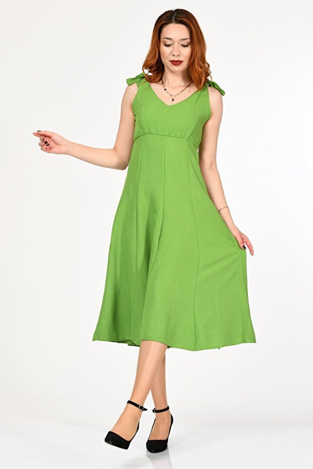 Askılı Uzun Elbise - 4