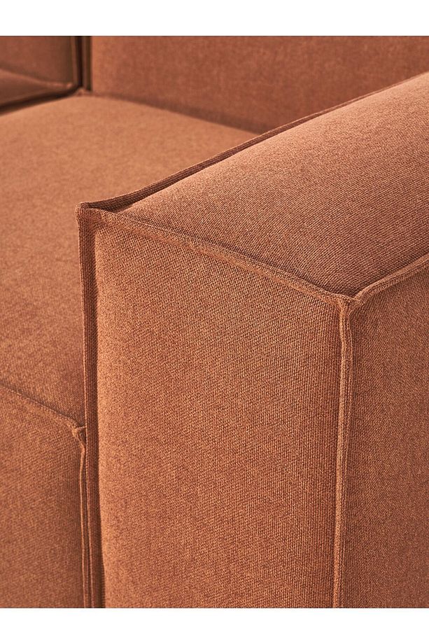 5 Modül Pofidik Modüler Kanepe Xl Köşe Koltuk Takımı Sağ Köşe, Keten Kiremit 370 Cm - 4