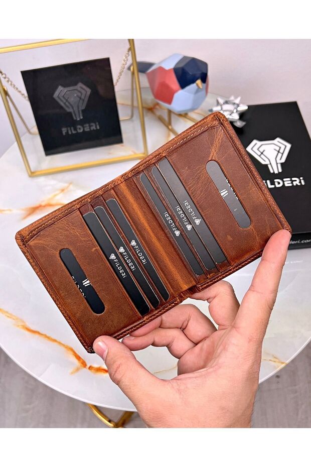 Genuine Leather Men's Wallet Card Holder Cash Compartment Hazelnut Color 2004