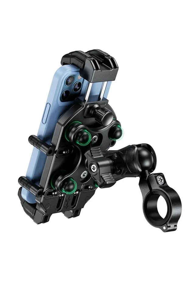 Adjustable Size Motorcycle Anti-Vibration - With Phone Holder, Handlebar and Mirror Attachment