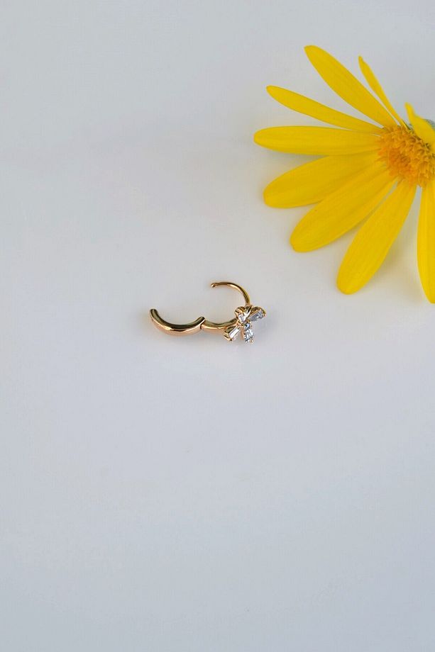 Zirkon Taşlı Mini Cross Tragus Piercing Helix Kıkırdak Küpe - 5