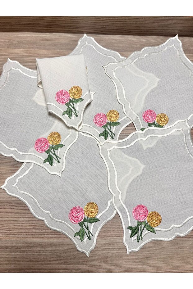 Rose Bunch Patterned Napket Set 6 Pieces - 7