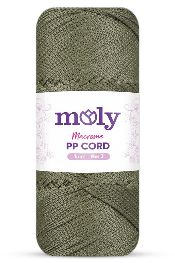 PP Cord Polyester Makrome No:3 1mm 193-Asker Yeşili Örgü İpi 100 Gram - 1