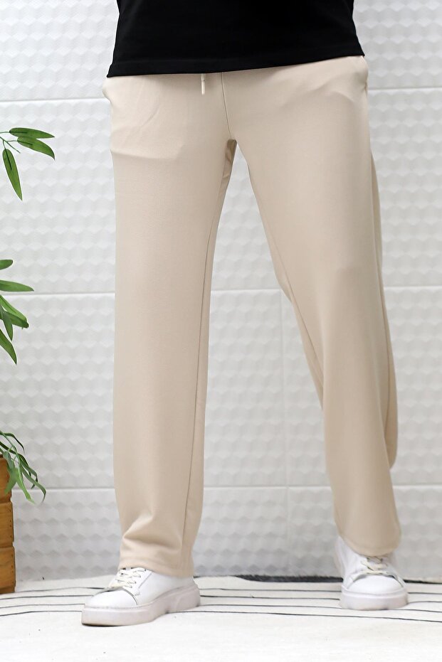 Men's Full Lycra Relaxed Fit Baggy Trousers with Elastic Waist